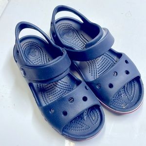 Kids Navy Blue Crocs Sandals Velcro Summer Shoe